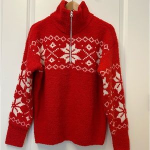 Macy’s Style&Co Half Zip Teddy Holiday Sweater- cute for Christmas